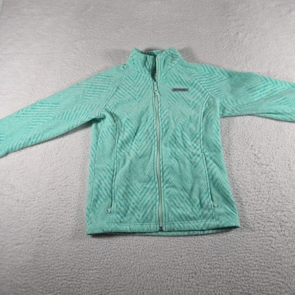 Columbia‎ Benton Springs Fleece Jacket Kids Girls Sz Large 14/16 Green Full Zip